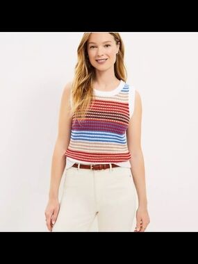 Ann Taylor Loft Striped Knit Tank Top